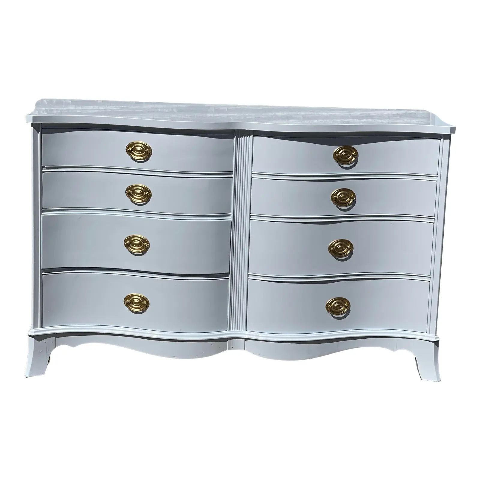Newly Lacquered White Furniture Serpentine Hepplewhite Dresser | Chairish