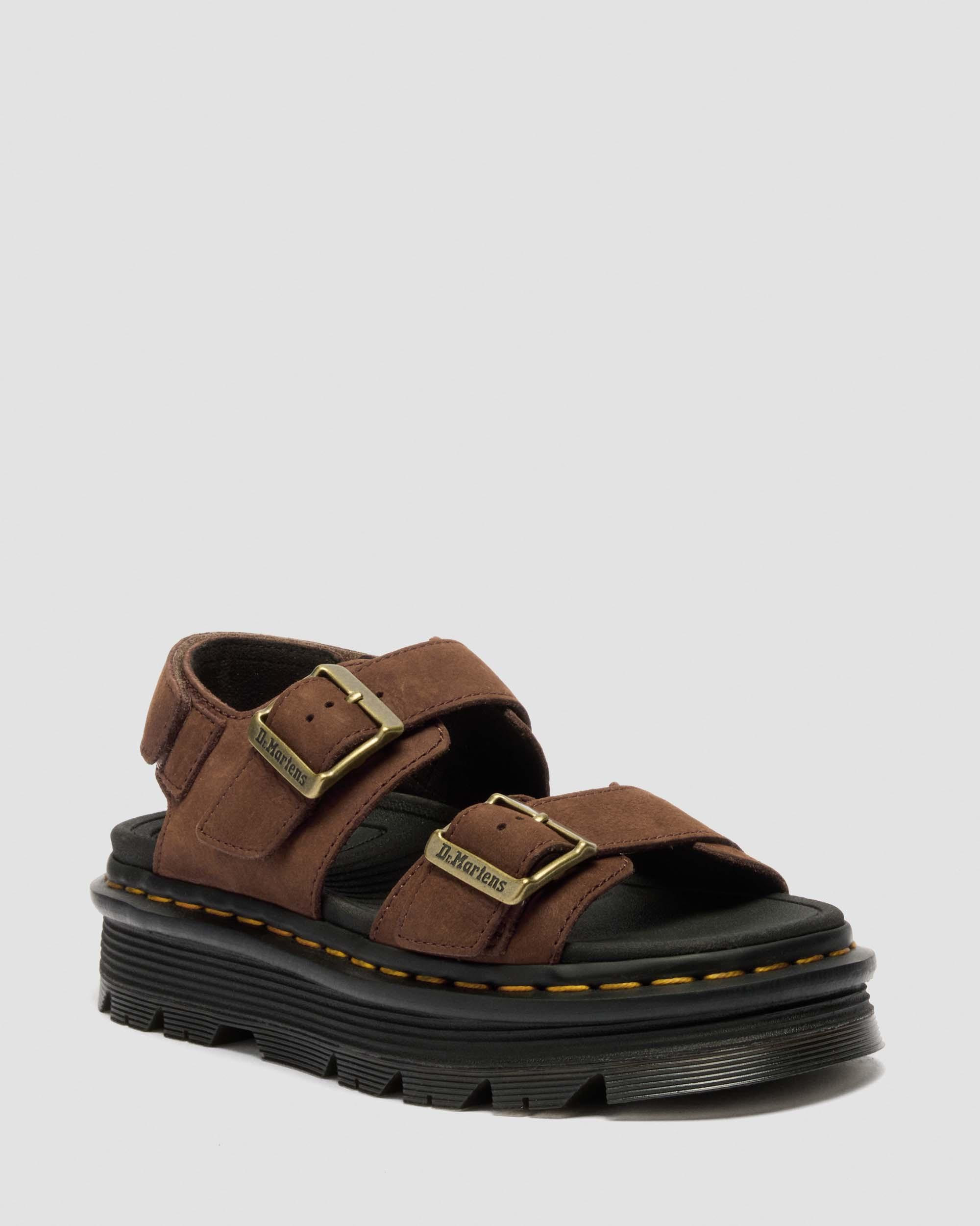 Zebzag Nubuck Platform Sandals in Sepia Brown | Dr. Martens | Dr. Martens