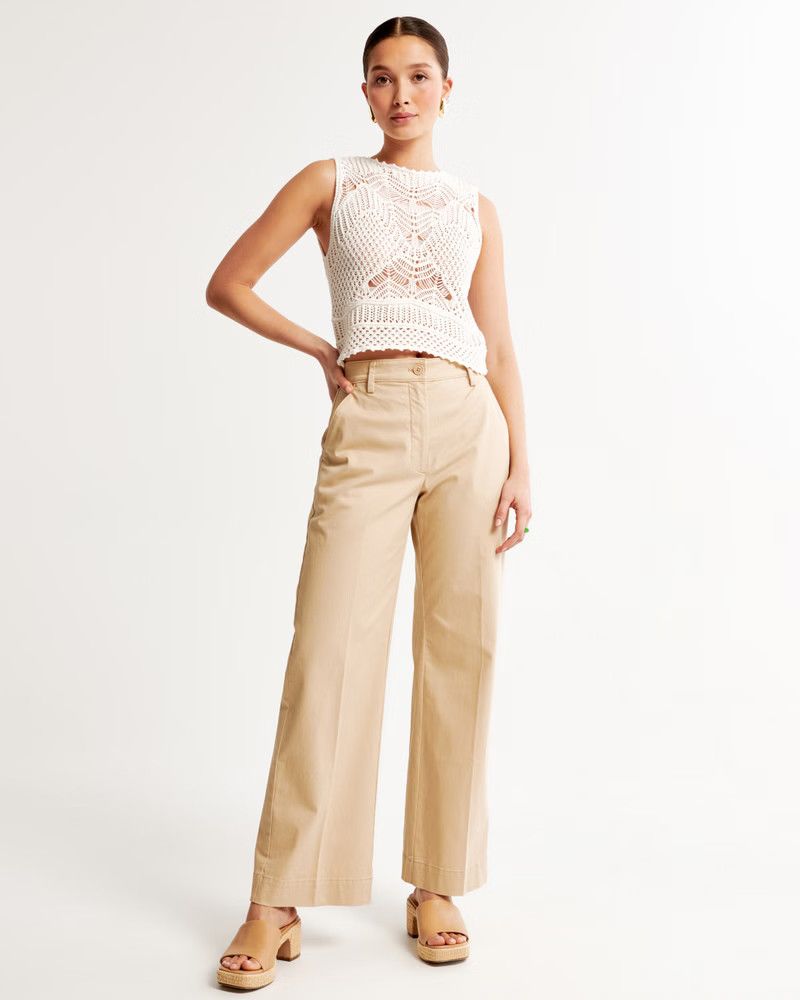 Twill Wide Leg Pant | Abercrombie & Fitch (US)