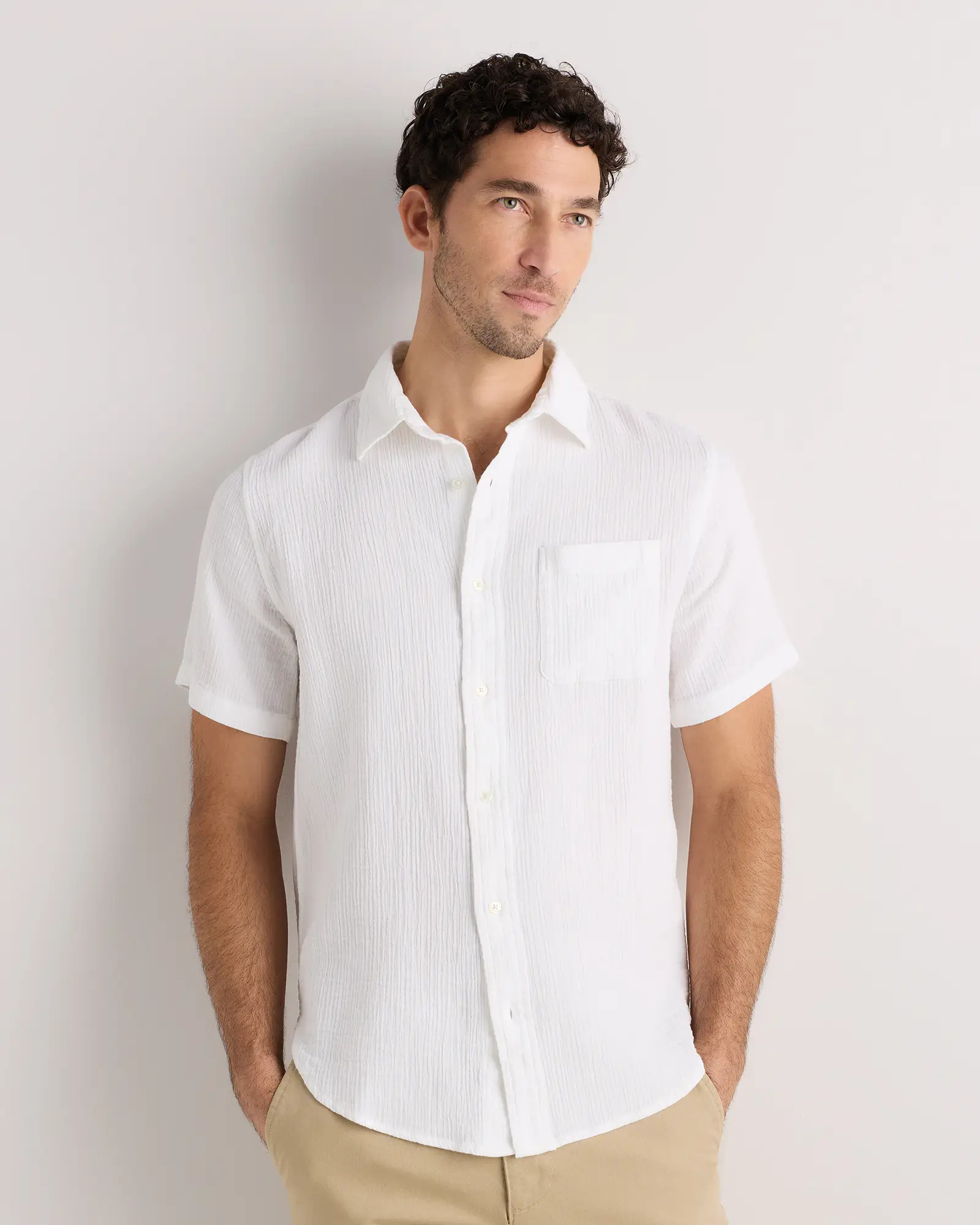Men's 100% Organic Cotton Gauze Short Sleeve Shirt in White | Quince