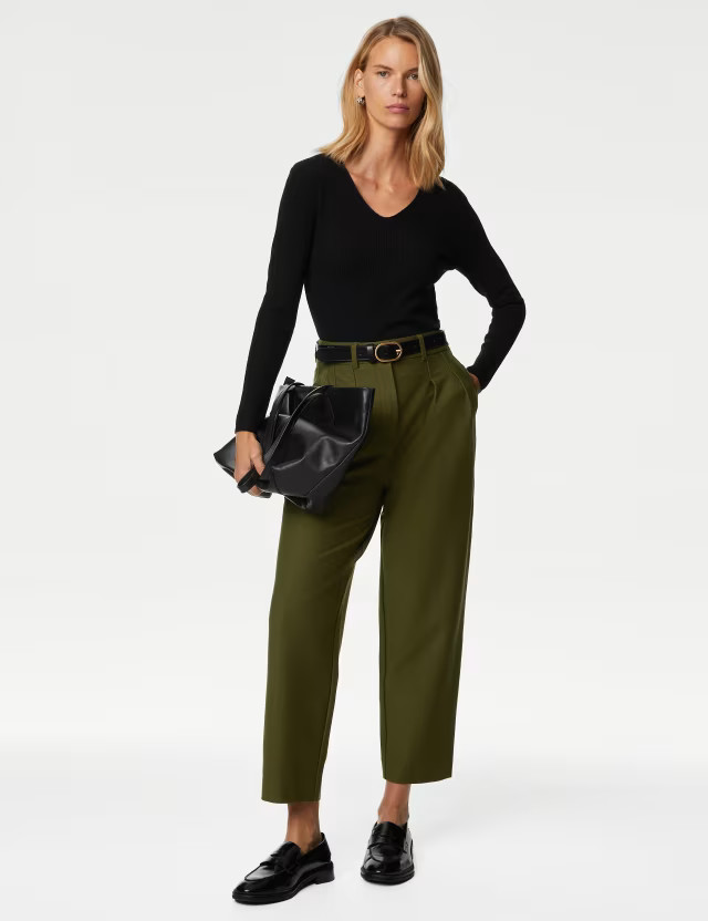 Jersey Tapered Ankle Grazer Trousers | Marks & Spencer (UK)