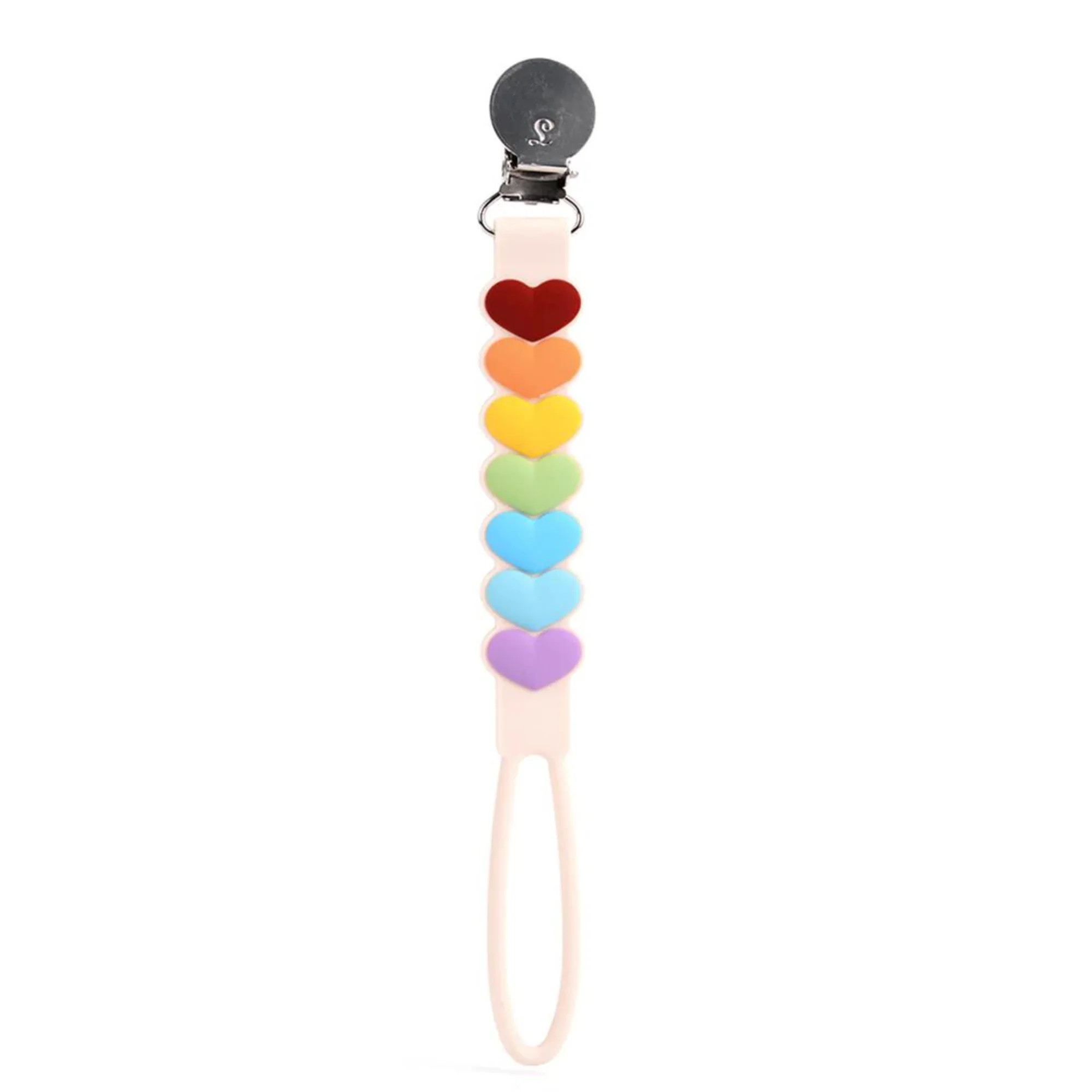 Beadless Pacifier Clip, Sweetheart Rainbow | SpearmintLOVE