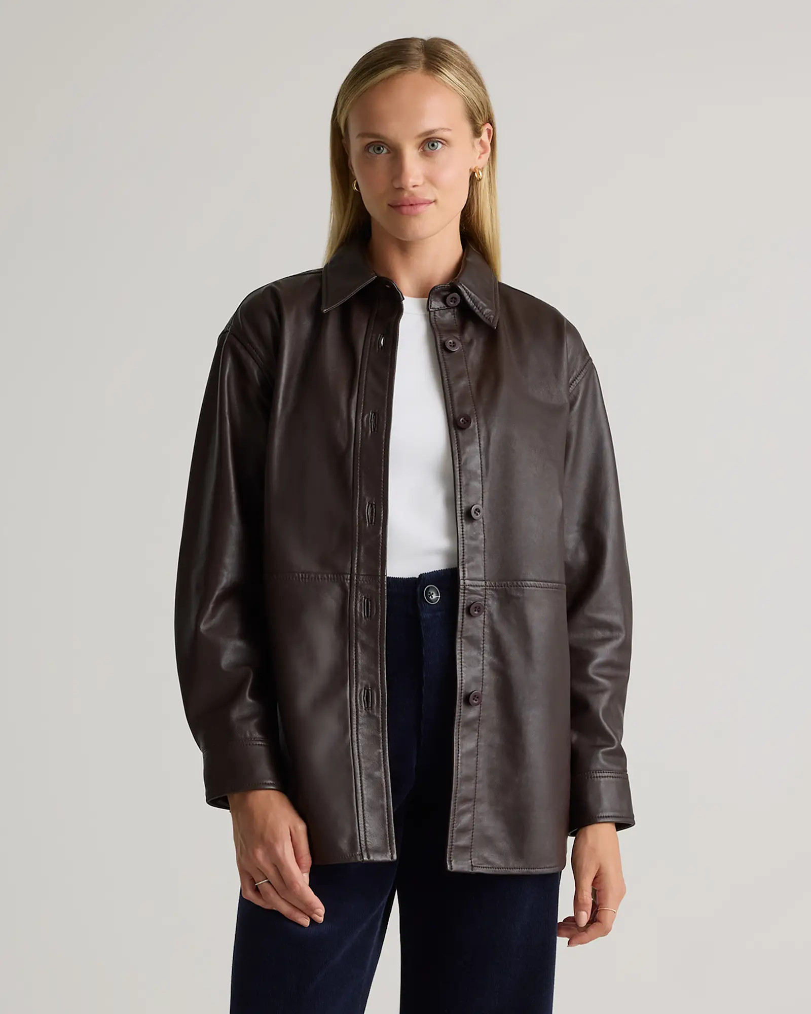 100% Leather Shirt Jacket | Quince