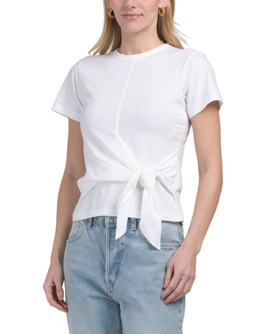 Sono Cotton Jersey Tie Front Tee | TJ Maxx