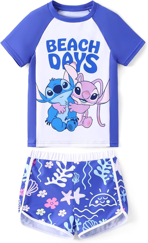 Disney Frozen Elsa Princess Girls Two Piece UPF 50+ Protection Quick-Dry Short Sleeve Swim Sets R... | Amazon (US)