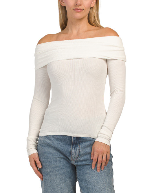 Long Sleeve Marilin Neck Ribbed Top | TJ Maxx