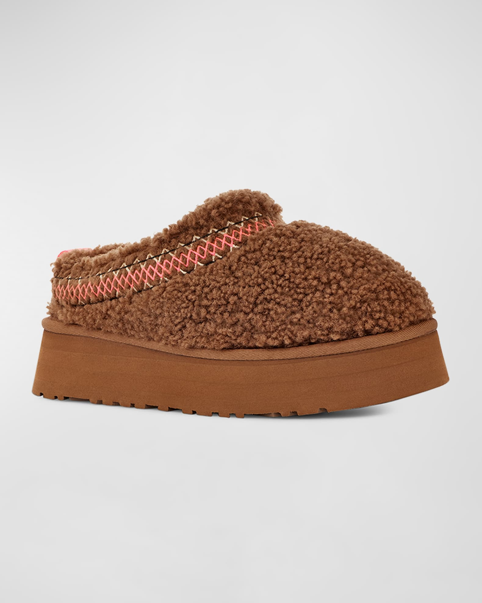 UGG Tazz Shearling Braided Flatform Slippers | Neiman Marcus