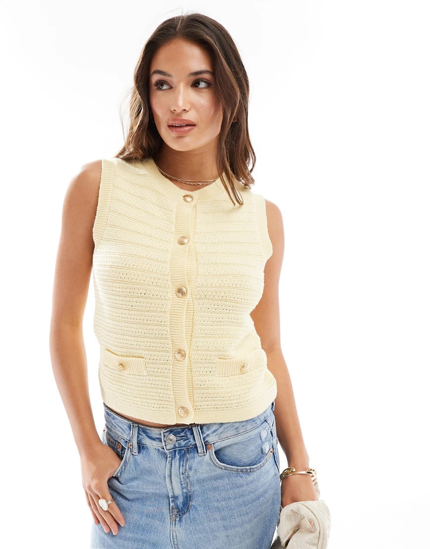 ASOS DESIGN knitted boucle waistcoat in lemon-Yellow | ASOS (Global)