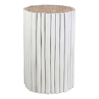 East At Main Serenity White Teak Round Stool-TT-OR-PL310-WH-L - The Home Depot | The Home Depot