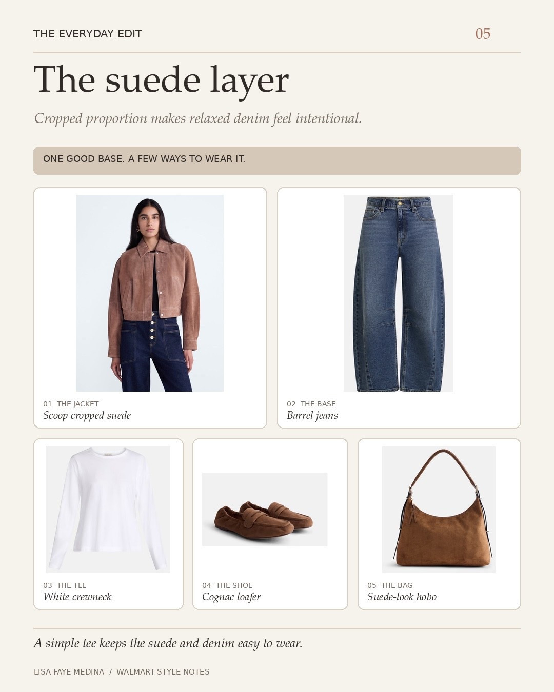 A cropped suede jacket is such a good layer with relaxed denim. I styled this Scoop jacket with a white tee, barrel jeans, cognac loafers, and a warm brown bag for a fall outfit that feels casual and pulled together. The shorter jacket balances the fuller jeans beautifully. Shop the pieces linked here. #SuedeJacket #FallOutfitIdeas

#LTKSaleAlert #LTKootd #LTKmomlife