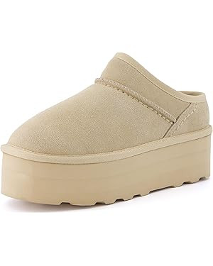 CUSHIONAIRE Women's Huggy Genuine Suede Cozy Mule Platform +Memory Foam, Wide Widths Available | Amazon (US)