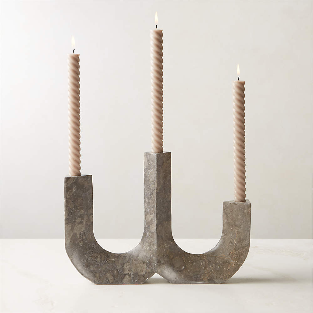 Xavier Grey Marble Taper Candle Holder + Reviews | CB2 | CB2