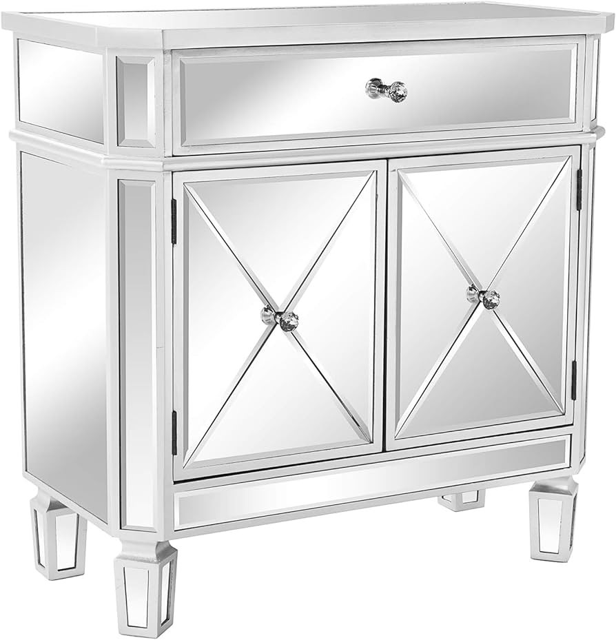 VINGLI Mirrored Cabinet, Mirrored Nightstand, Mirrored Dresser Accent Chest, Large Mirror Nightst... | Amazon (US)