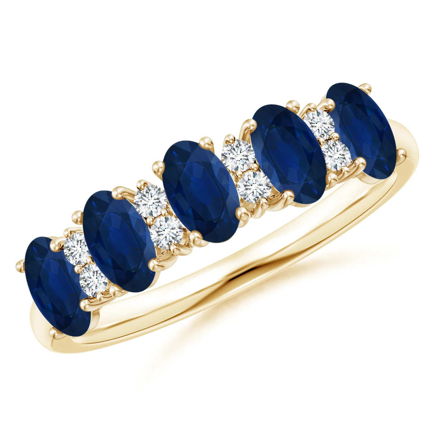 Five Stone Blue Sapphire and Diamond Wedding Band | Angara | Angara