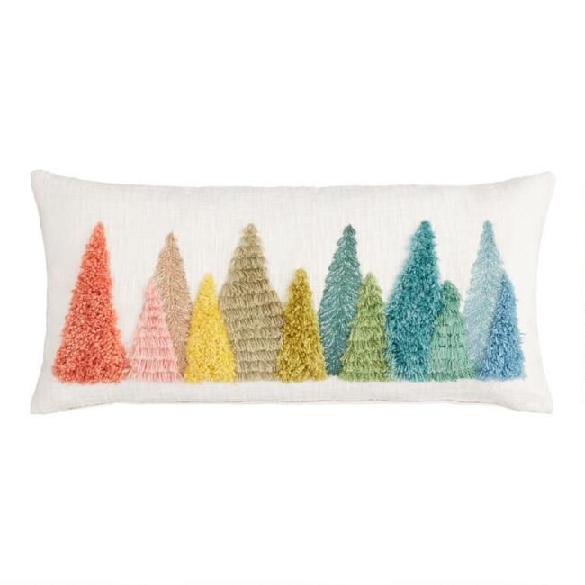 Oversized Rainbow Evergreen Trees Lumbar Pillow | World Market