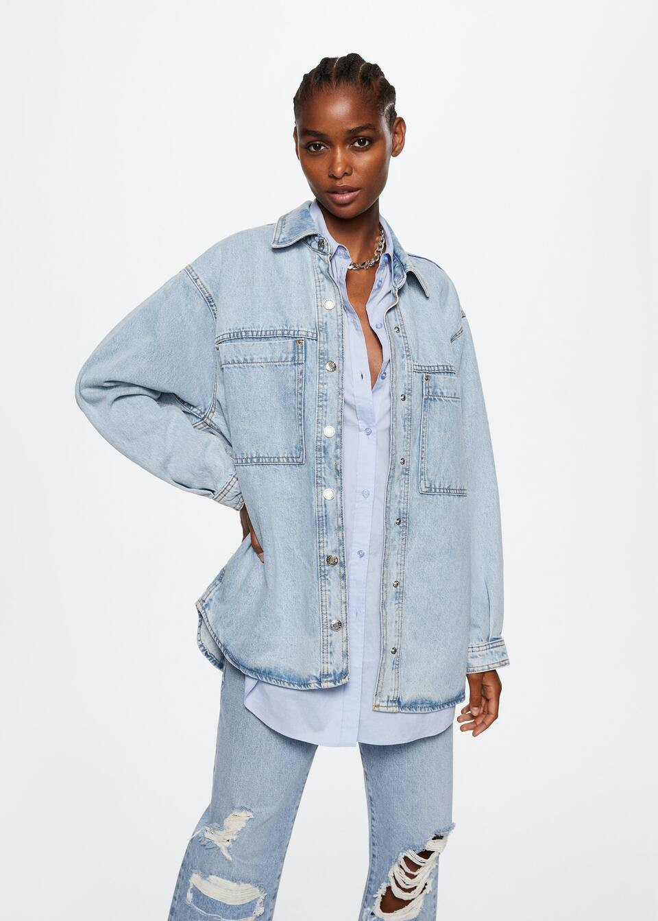 Oversized denim overshirt | MANGO (US)
