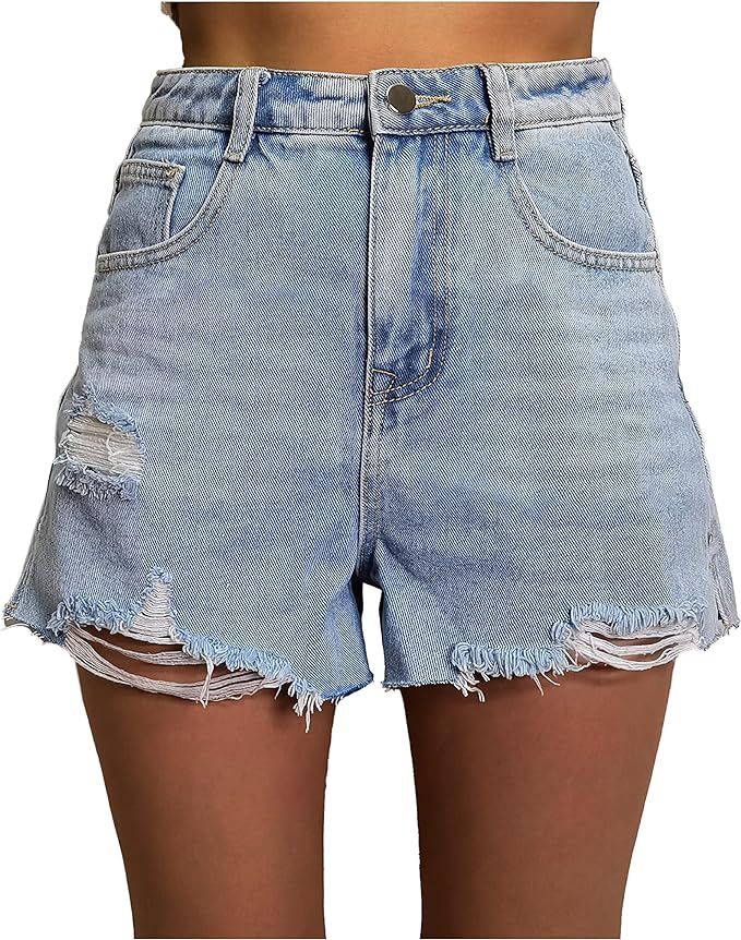 VAYEAH FEELNINE Jean Shorts Womens High Waisted Ripped Denim Shorts | Amazon (US)