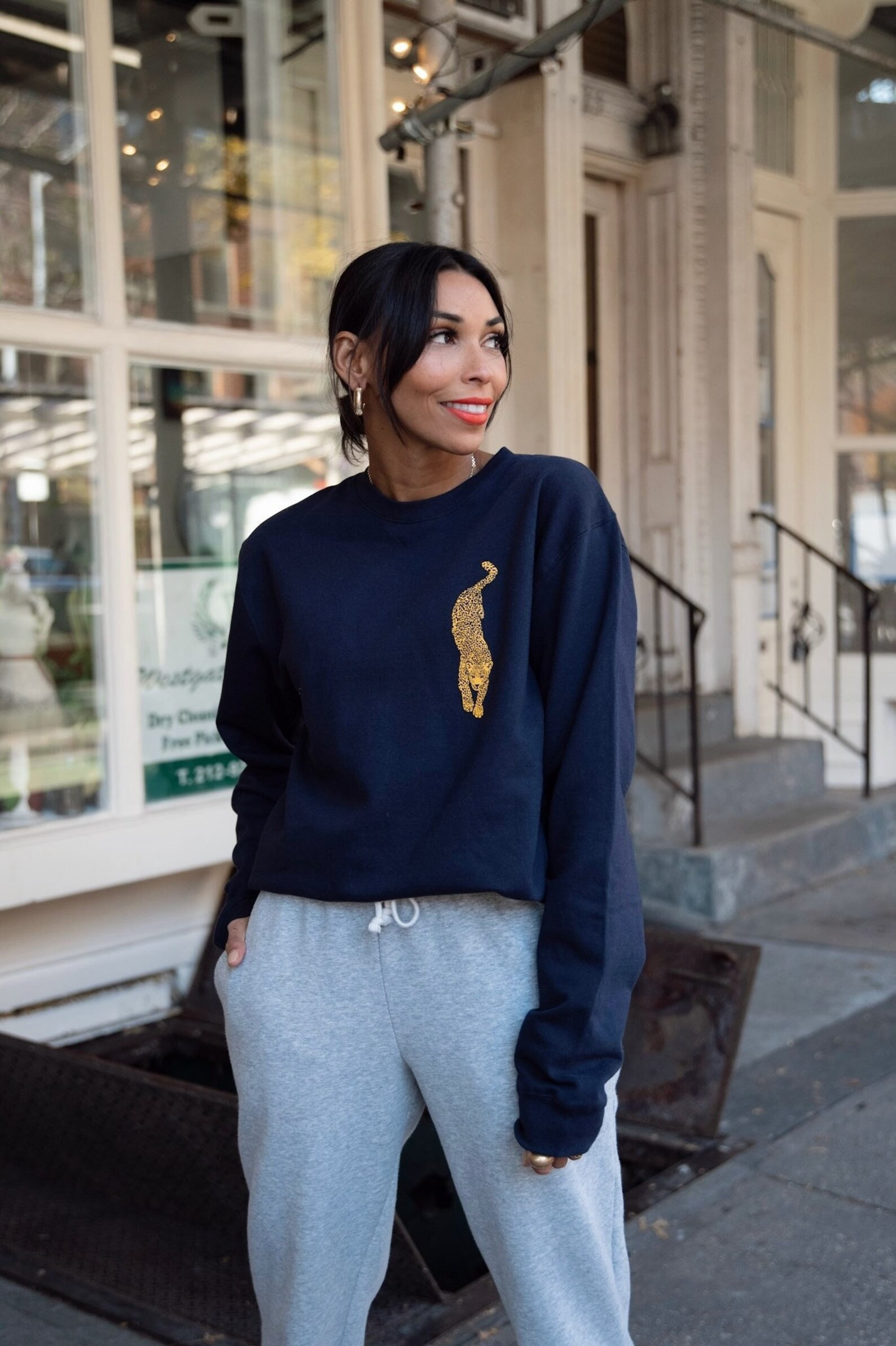 Love Fashion & Friends Cheetah Graphic Sweatshirt on Navy | Etsy (US)