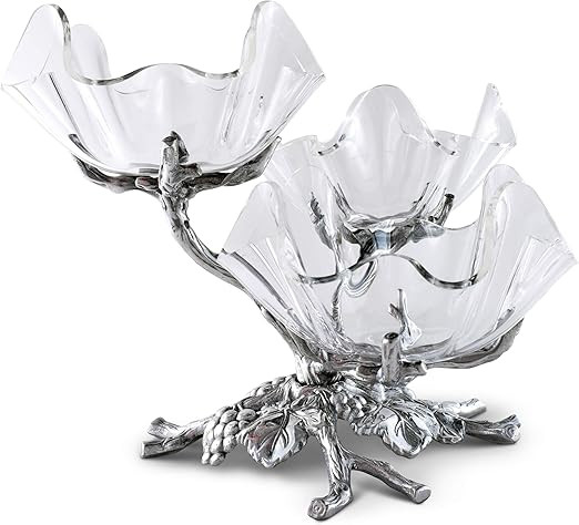 Arthur Court 3-Tiered Acrylic Bowl Stands Grape Pattern Sand Casted in Aluminum with Artisan Qual... | Amazon (US)