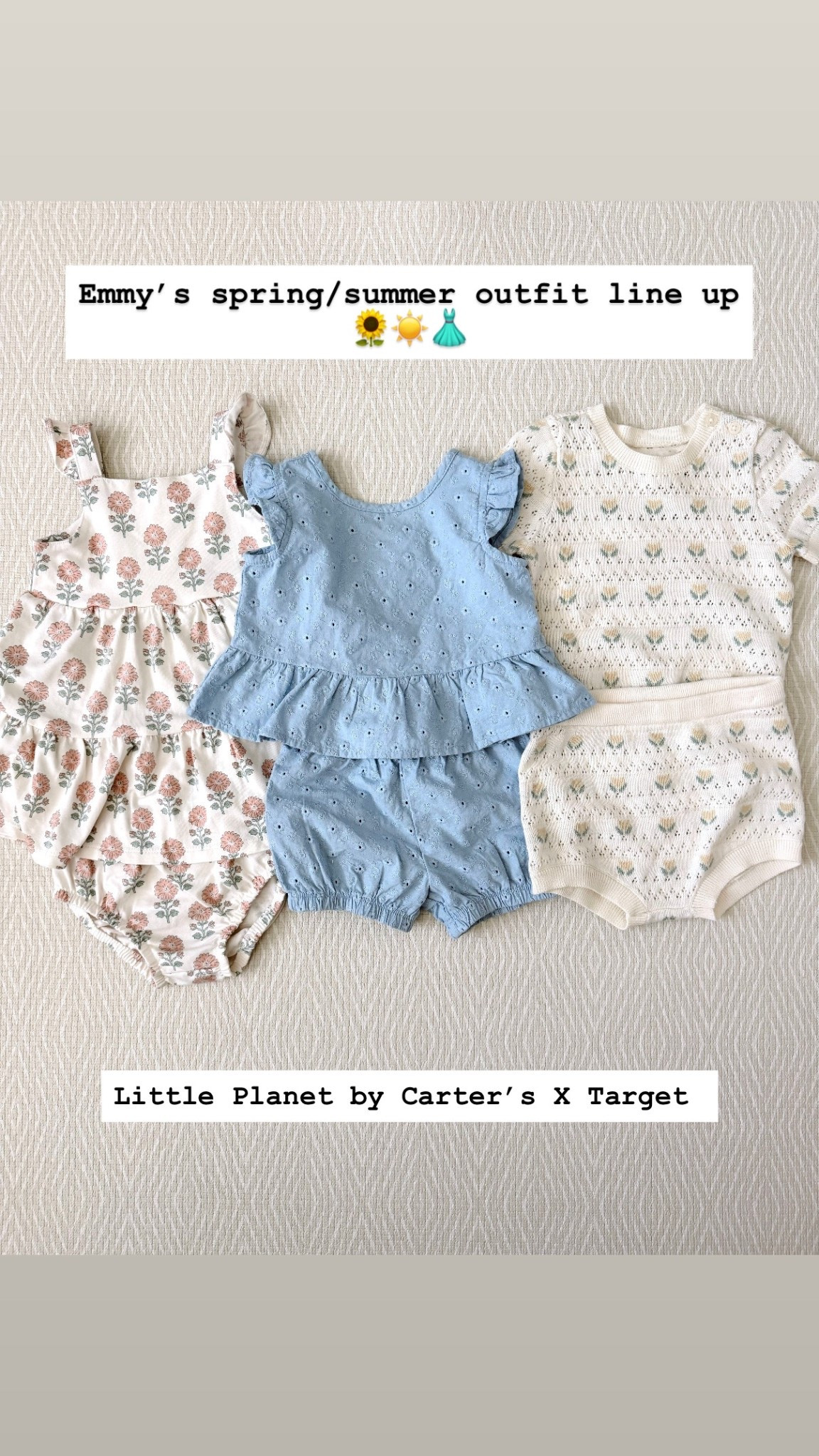 #ad We’ve already been experiencing some warm weather here in California! Can’t wait to get Emmy in these outfits from @LittlePlanet. Available at @Target . Made by @Carters.  #TargetPartner #LittlePlanet 