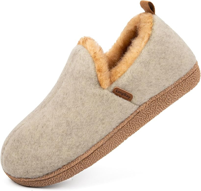 LongBay Women's Felt Bootie Slippers Warm Cozy Memory Foam Slipper Boots with Polar Fleece Lining... | Amazon (US)