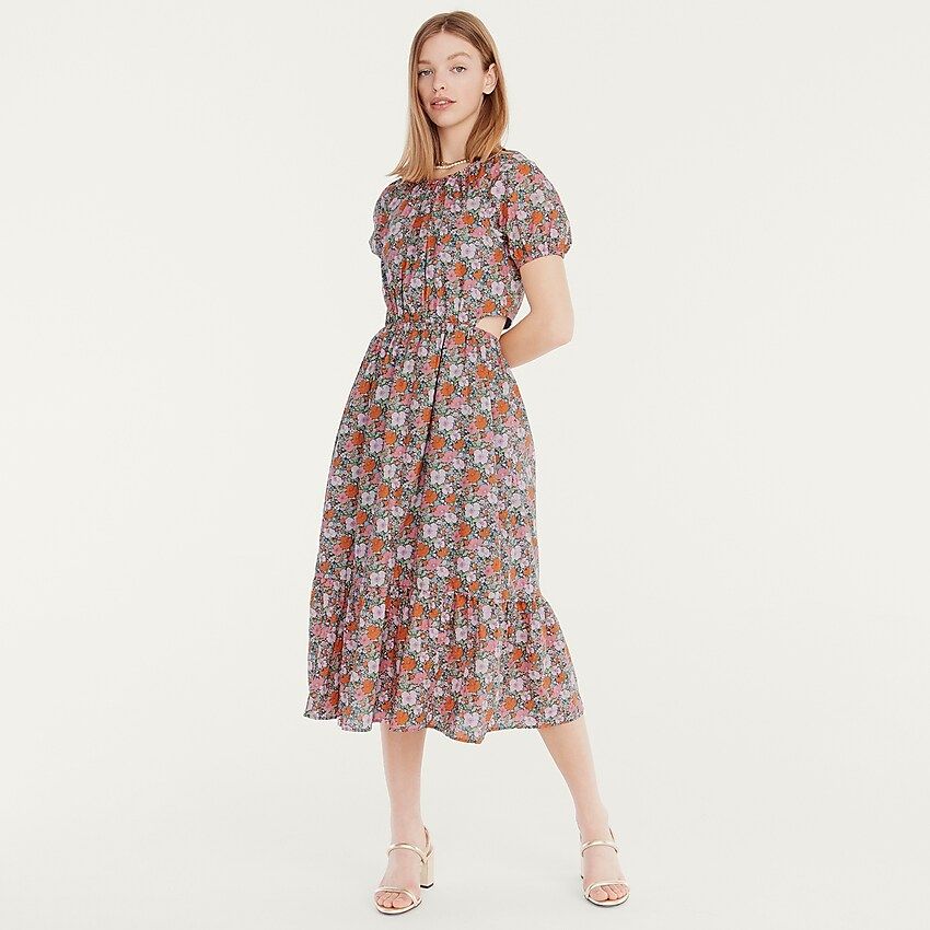 Side-cutout organic cotton dress in Liberty® Meadow Song floral | J.Crew US