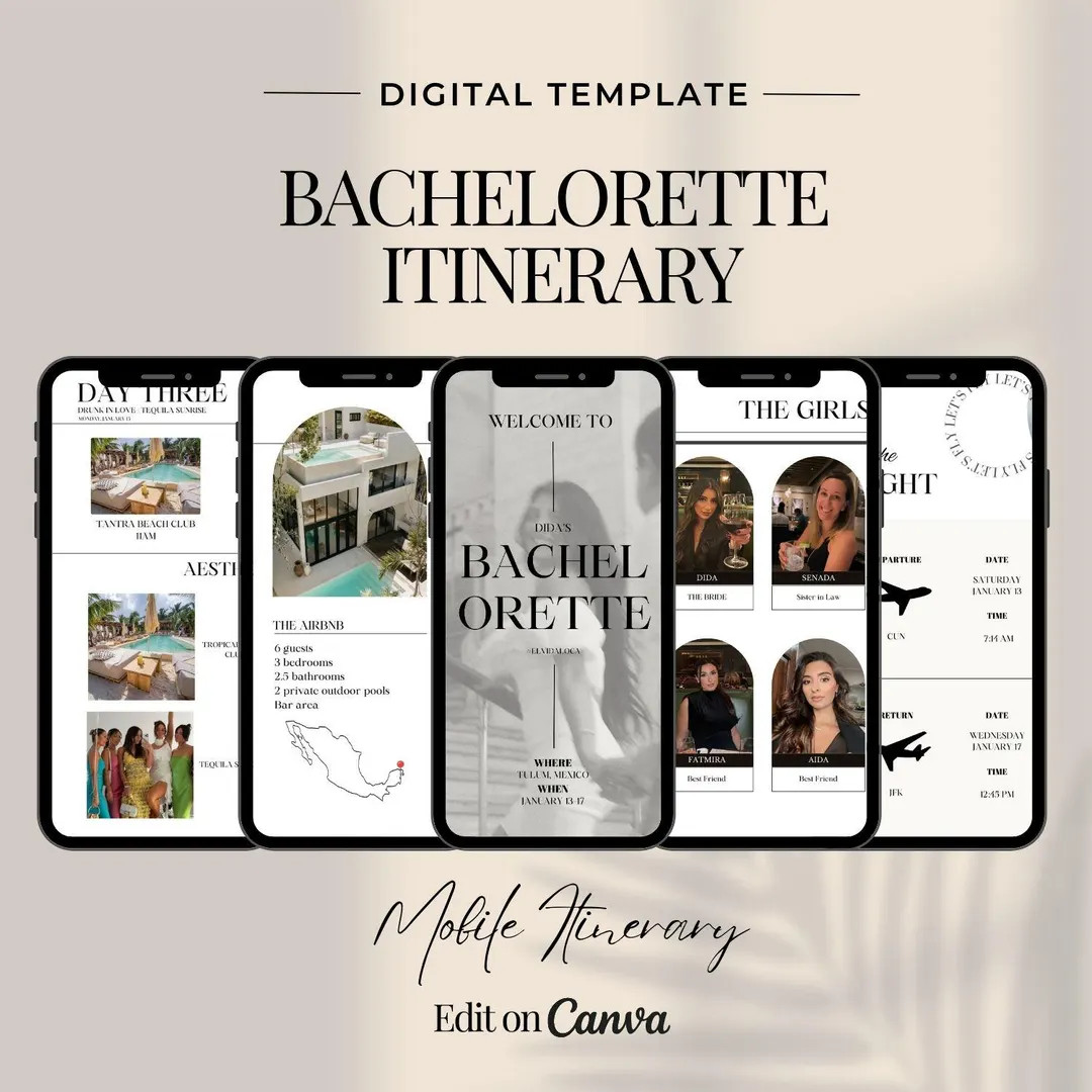 Digital Bachelorette Weekend Invitation | Editable Itinerary Template | Printable Planner | Custo... | Etsy (US)