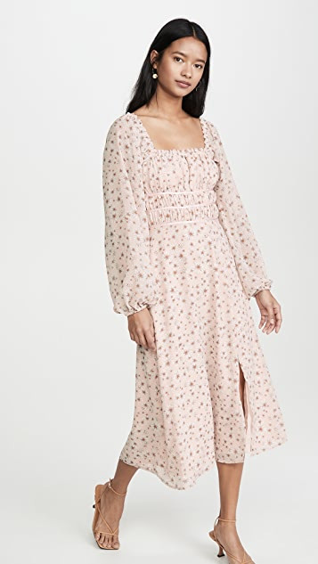 Liza Long Sleeve Smocked Midi Dress | Shopbop