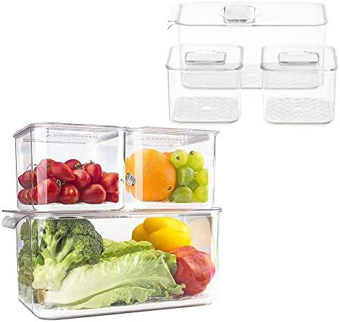 Slideep Fridge Produce Saver Food Storage Bin Containers, Stackable Refrigerator Freezer Organize... | Amazon (US)