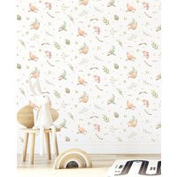 Watercolor Birds & Flowers Wallpaper - Boho Nursery Decor | Etsy (US)