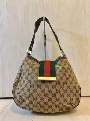 Gucci Hobo Shoulder Hand bag Tote Bag Sherry line GG Canvas Leather Beige Auth  | eBay | eBay CA