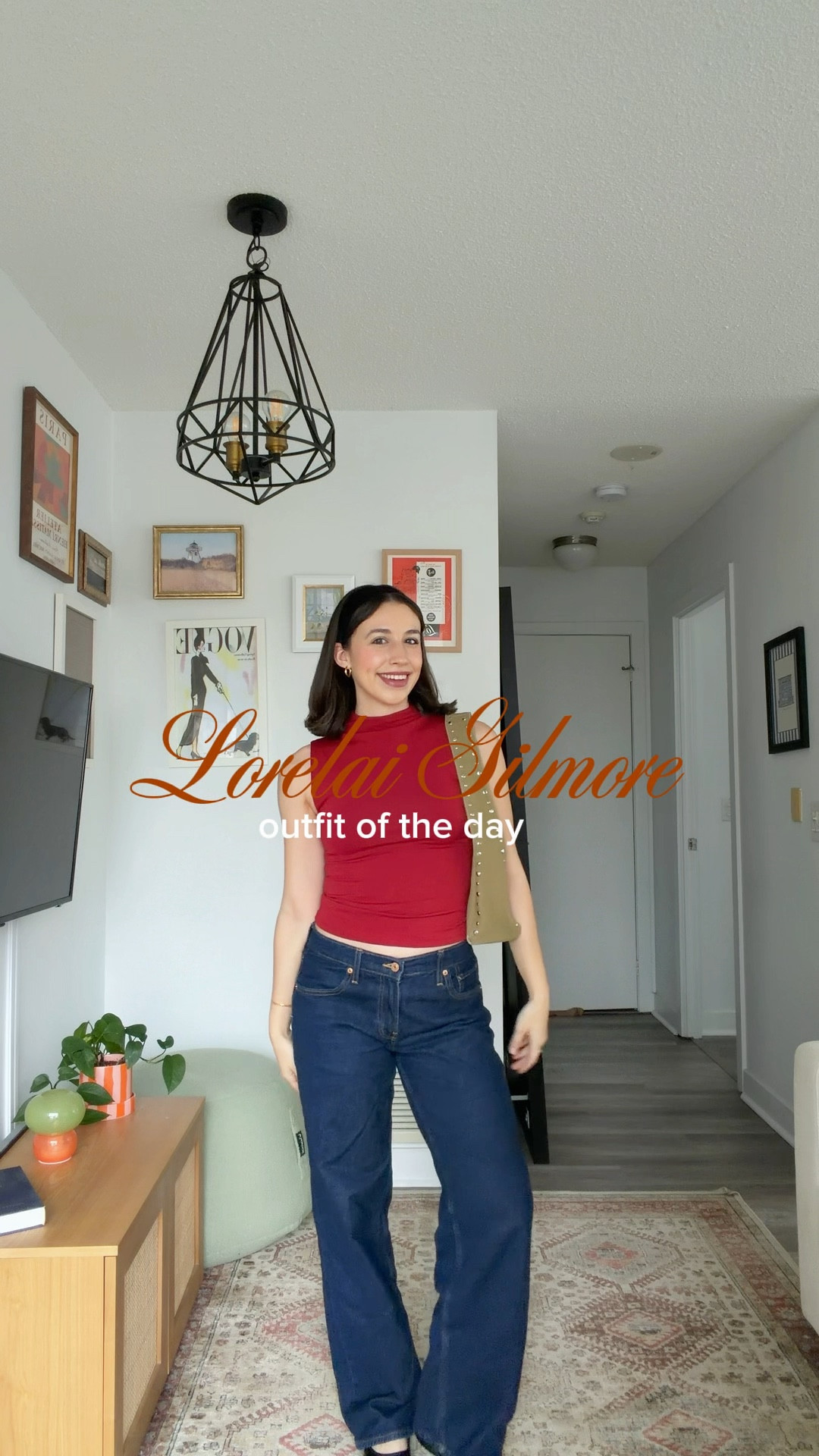 Gilmore Girls outfit | top is Abercrombie (can’t link it) and bag is old from Amazon!