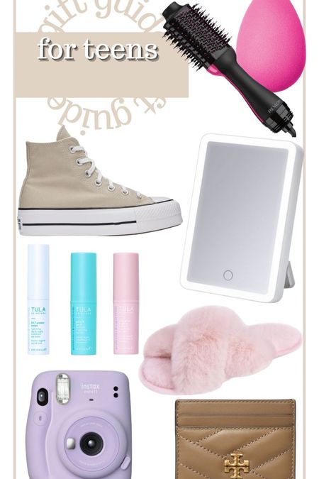 Gift guide for teens 
Converse platform sneakers 
Travel mirror 
Pink slippers 
Tula glow sticks 
Tory Burch cardholder 
Instax camera 
Revlon hairdryer brush 
Beauty blender 

#LTKHoliday #LTKSeasonal #LTKGiftGuide