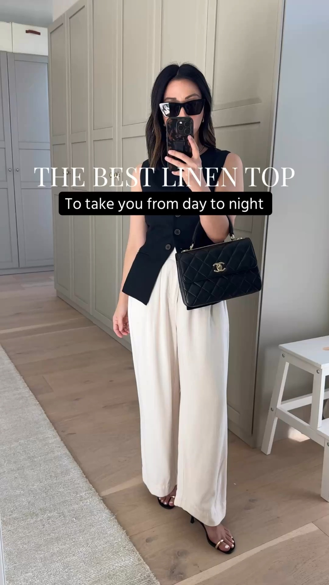 Date night outfits using wardrobe staples. 

J.crew linen vest 0 an amazing fit. 
Z Supply Vista pants xs - size up in the new version. I wash and dry to get the petite length. 
Mango sandals 5 - old
Chanel trendy cc small
Dorsey James necklace 15”
Madewell earrings - old
YSL sunglasses 

Petite style, date night outfits, spring outfits 2026 

#LTKootd #LTKPetite #LTKmomlife