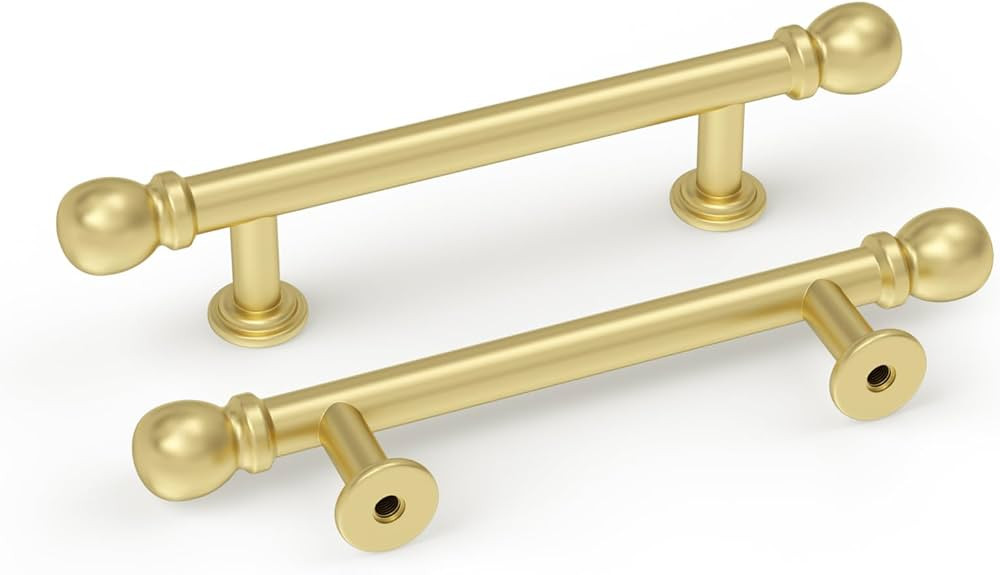 goldenwarm Brushed Brass Cabinet Pulls,10 Pack 3-3/4inch (96mm) Hole Centers Gold Cabinet Handles... | Amazon (US)