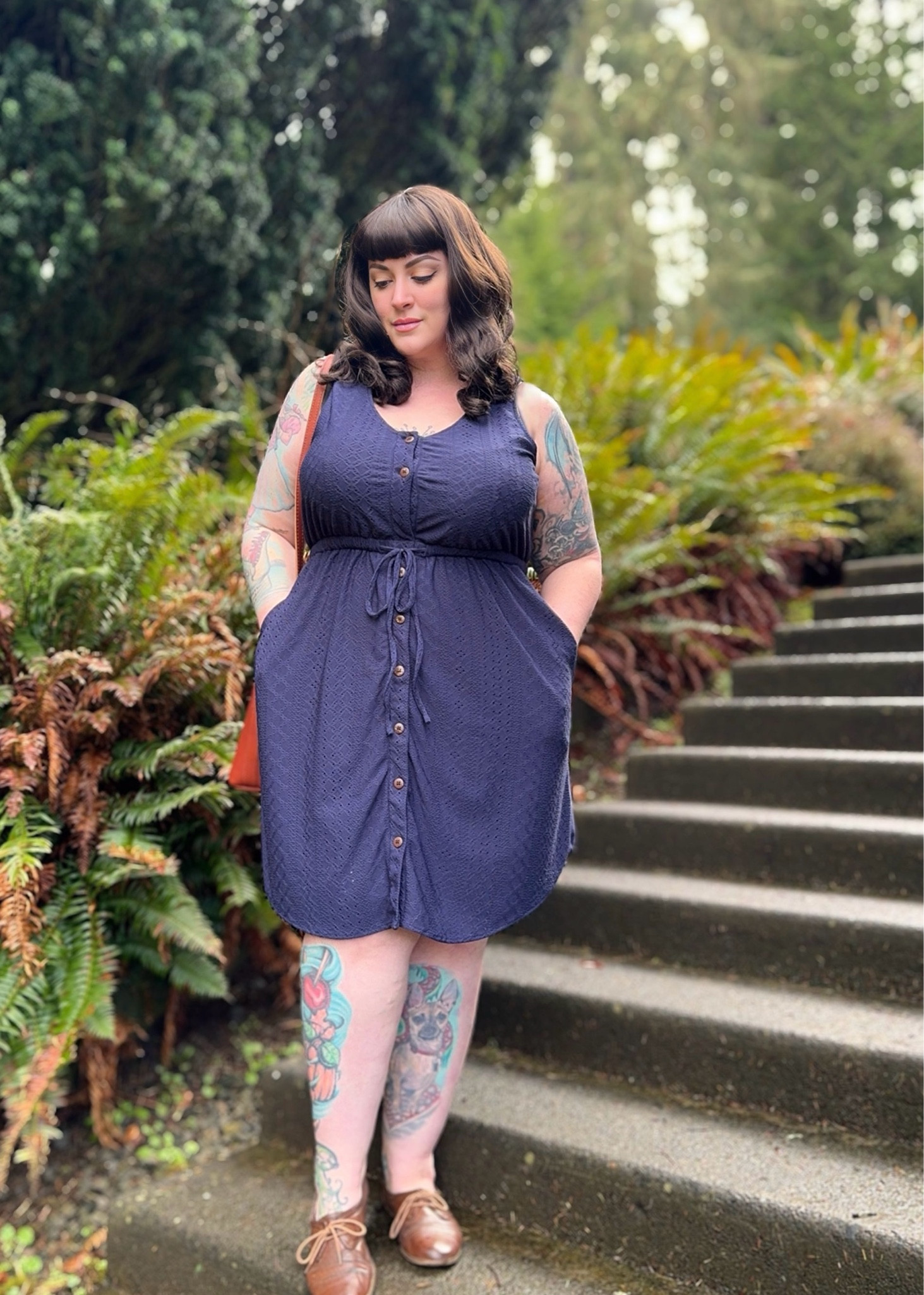 Plus size casual summer dress, navy blue eyelet lace Vneck tank dress with pockets 

#LTKFindsUnder50 #LTKPlusSize #LTKOver40