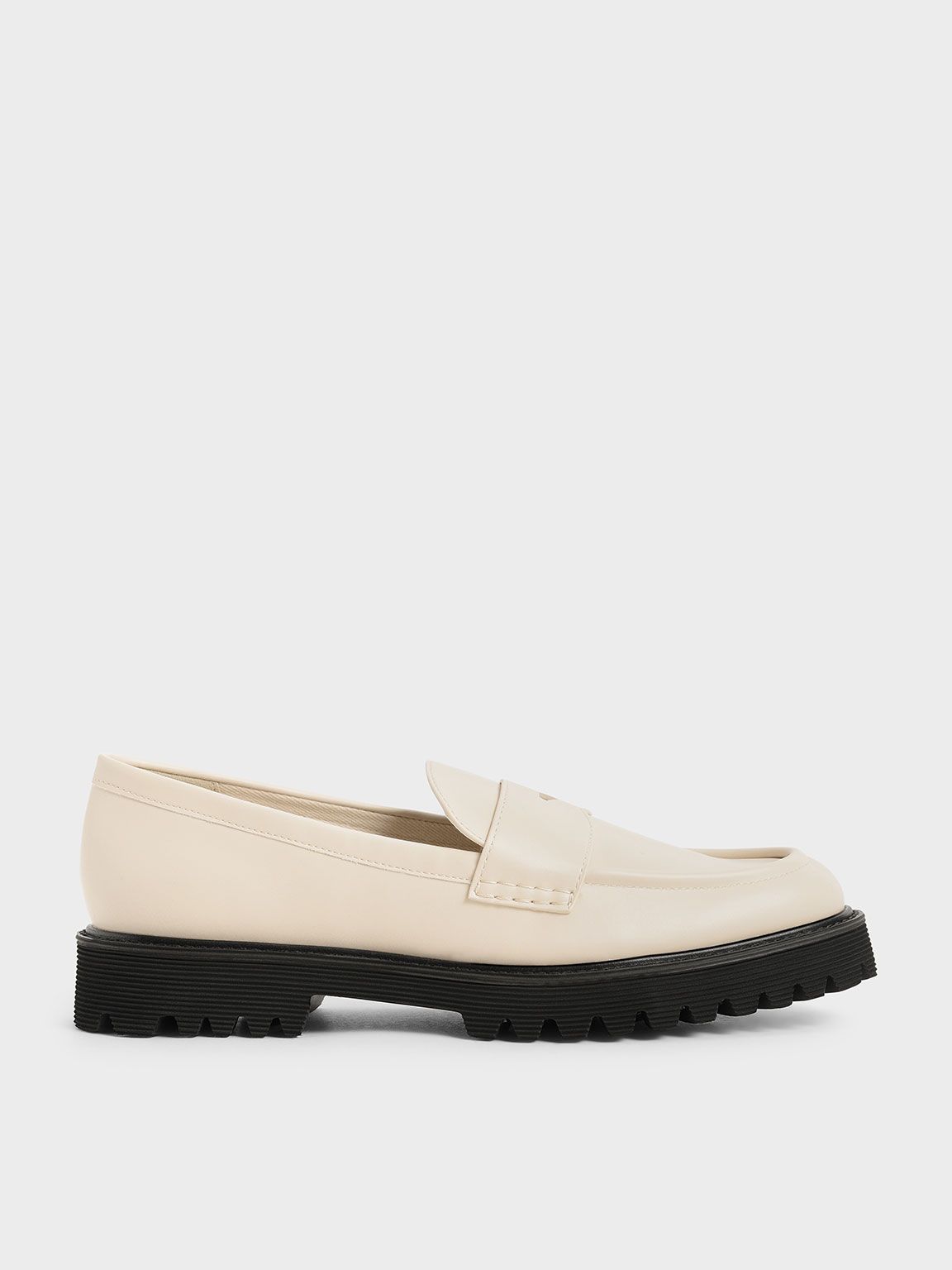 Chalk Chunky Penny Loafers | CHARLES &amp; KEITH | Charles & Keith US