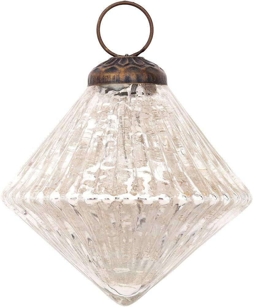 Luna Bazaar Vintage-Style Small Glass Ornament (2-Inch, Silver, Adele Design) - Great Gift Idea, Vin | Amazon (US)