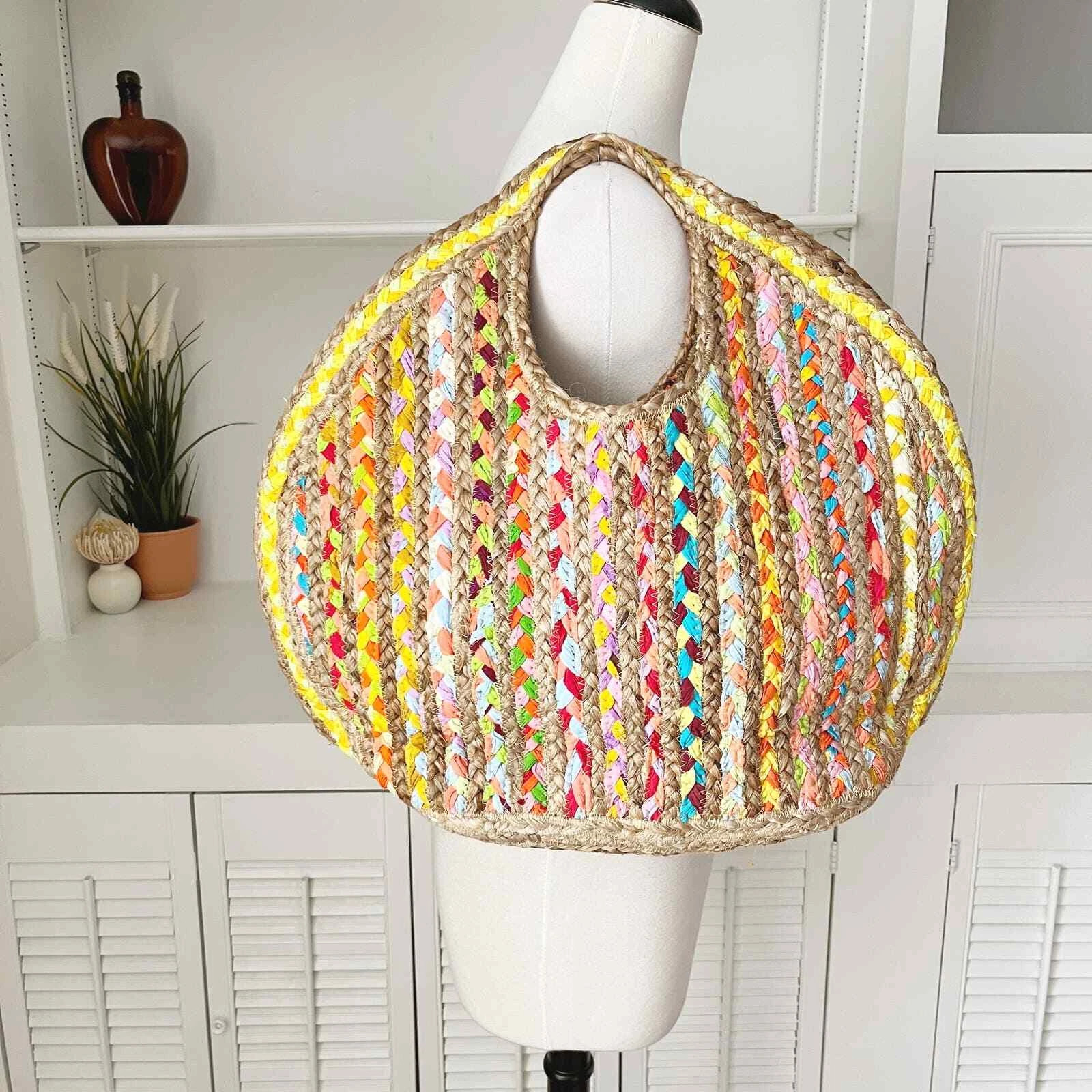 Antik Kraft Handmade Multi Color Braided Jute Ruhi Large Tote Bag  | eBay | eBay US