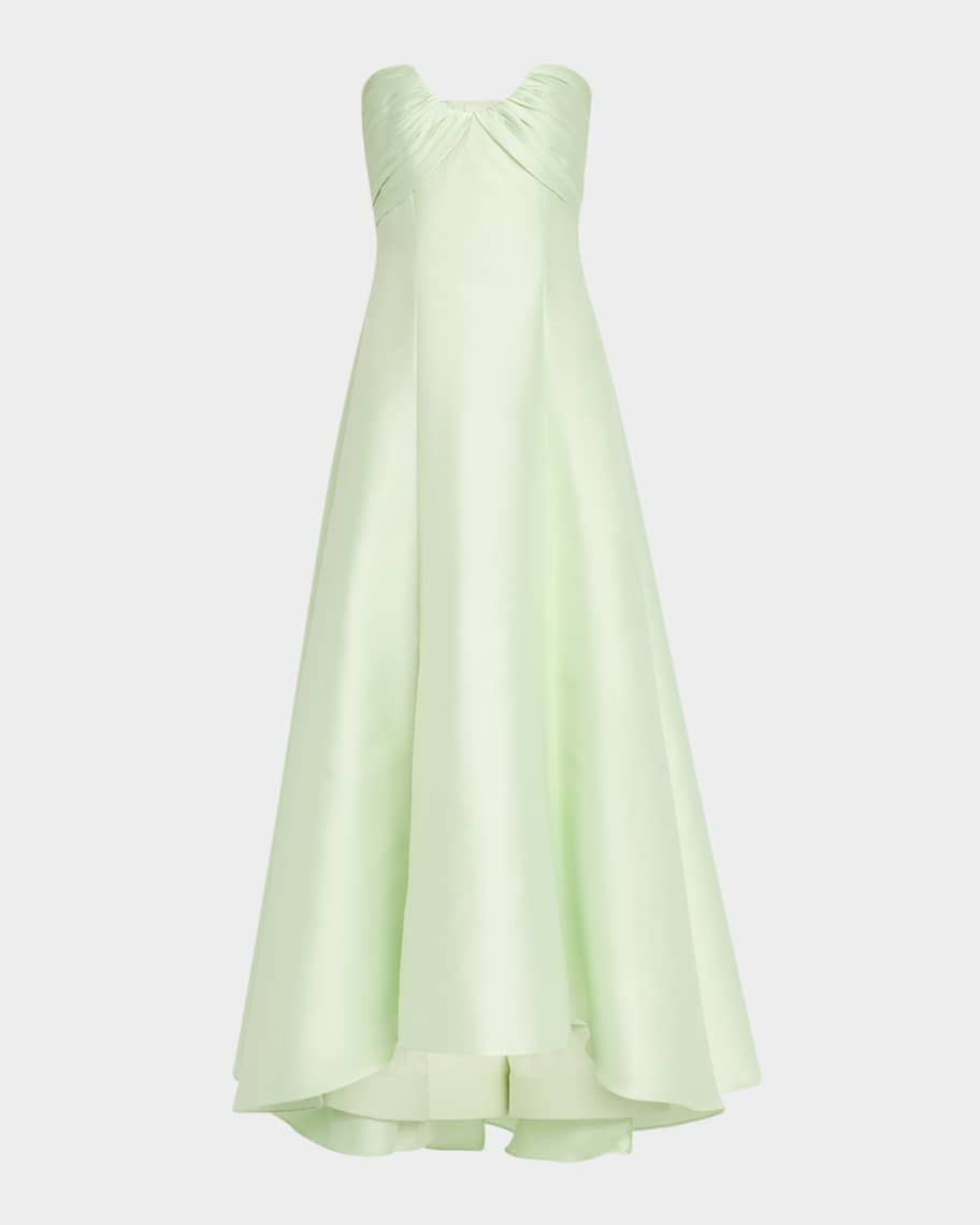 Strapless High-Low Pique Gown | Neiman Marcus