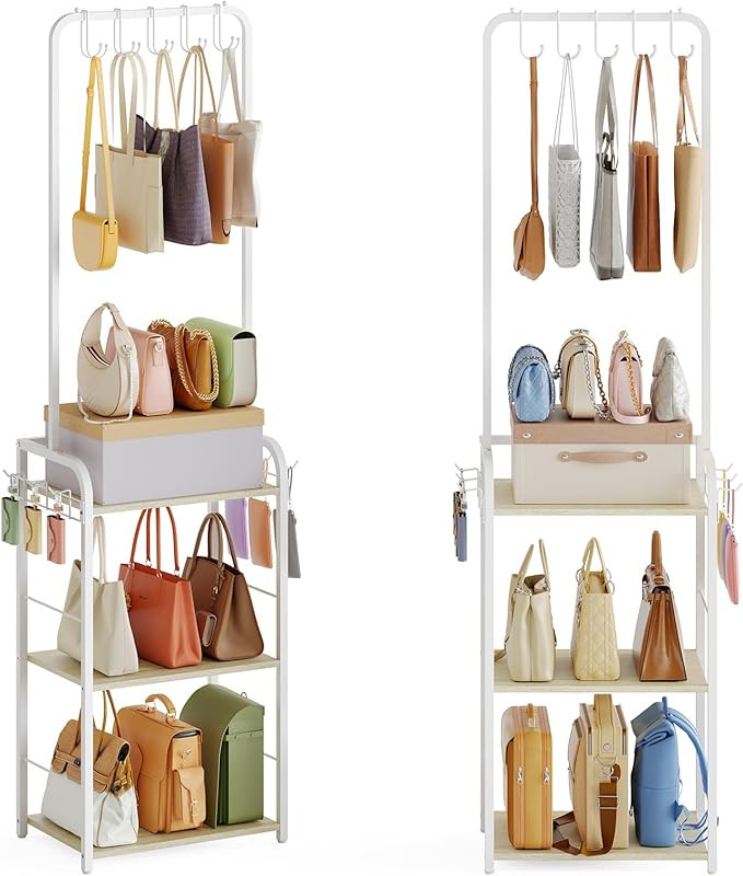 Tall Purse Organizer with Practical Purse Hanger, Floor-Standing Purse Rack Stand for Purse Stora... | Amazon (US)