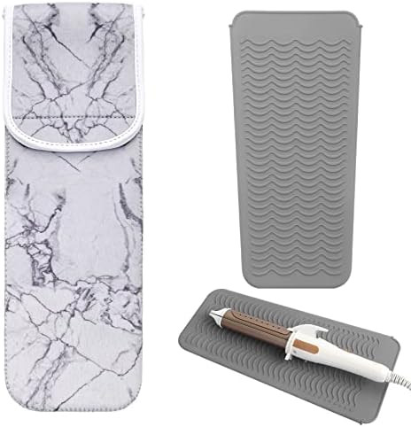 2 PCS Flat Iron Travel Case Heat Resistant, Catcan Curling Iron Holder Cover Bag with Silicone Mat H | Amazon (US)