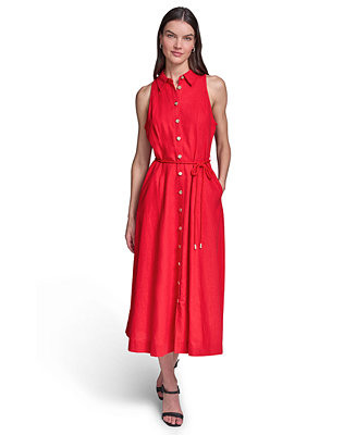 KARL LAGERFELD PARIS Women's Collared with Rope Belt Shirtdress - Macy's | Macy's