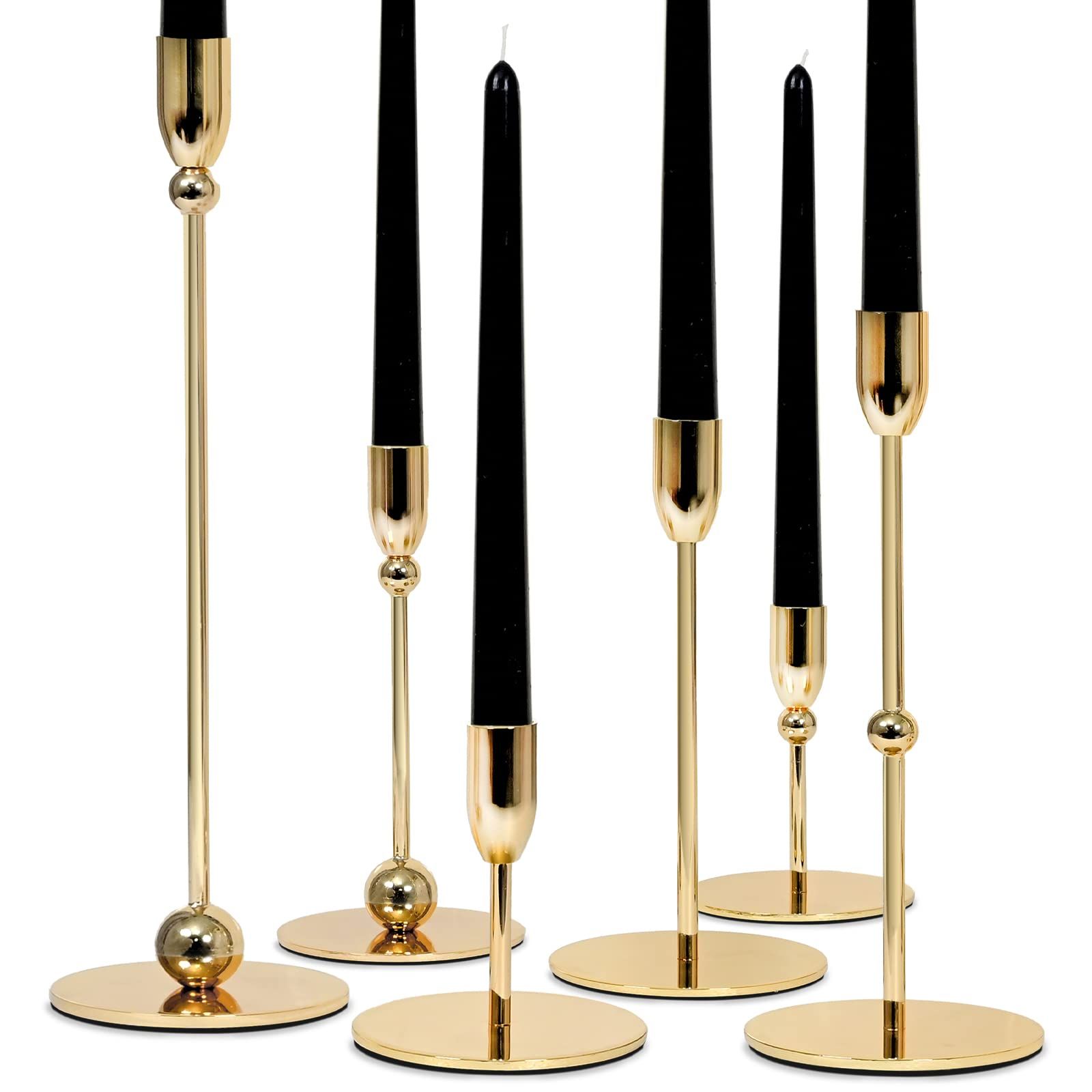 VROOMIUM Candlestick Holders - 6 Pcs Metal Gold Candle Stick Holders Set for Table Centerpiece, Stab | Amazon (US)