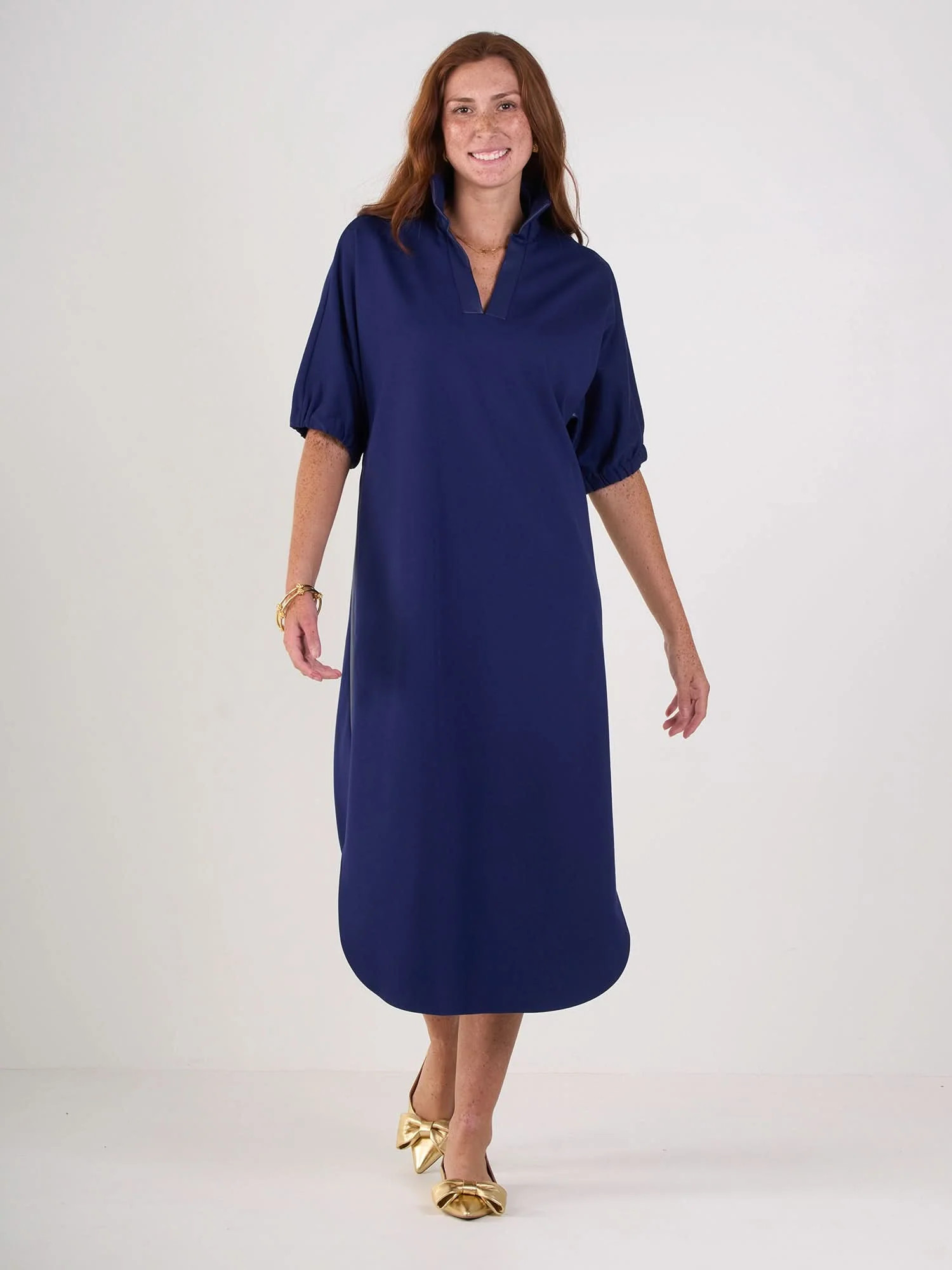 Poppy Caftan in Navy Ponte | Emily McCarthy