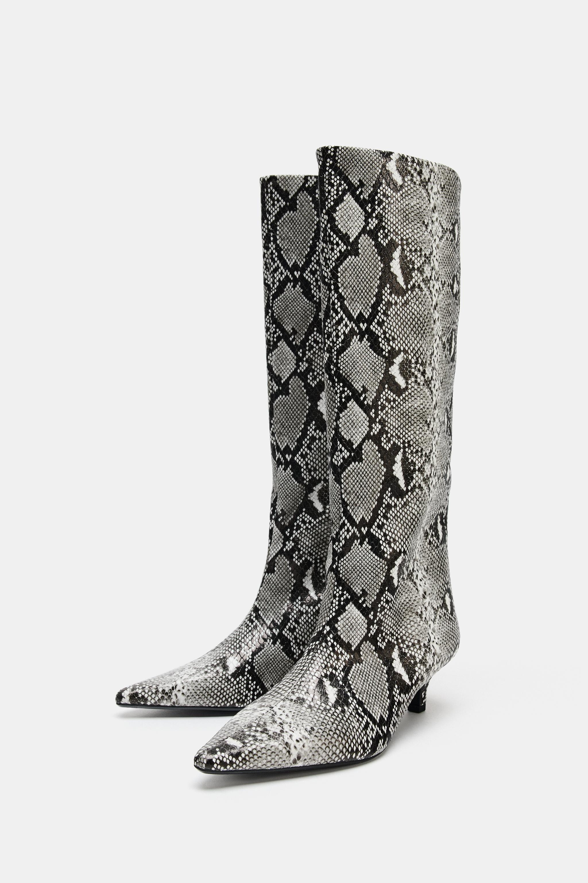 ANIMAL PRINT HEELED BOOTS | Zara Canada