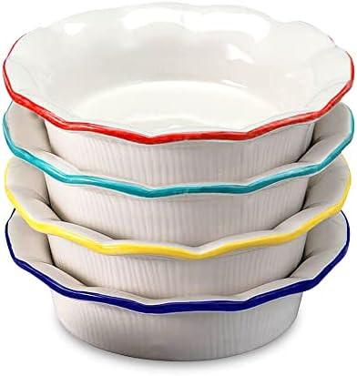 Ceramic Mini Pie Pans, Set of 4, Small Pie Pans with Classic Fluted Rims, Multifunctional Pot Pie Pa | Amazon (US)