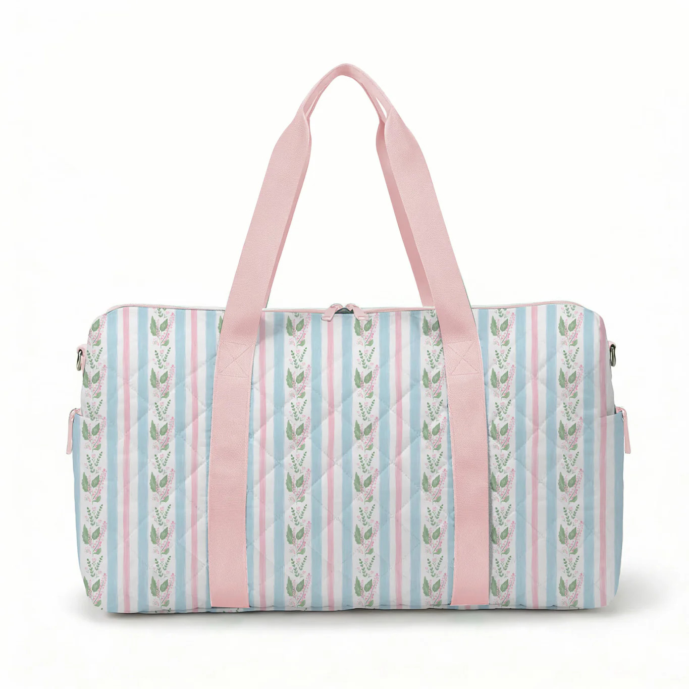 Blue Floral Stripe Quilted Duffle | Hamner Hill