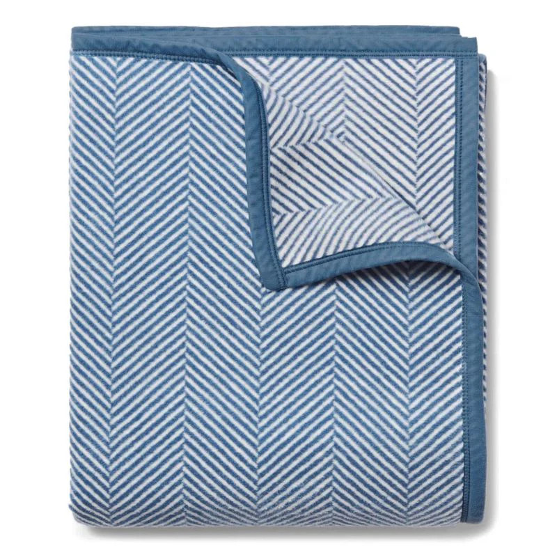Harborview Herringbone Light Blue Blanket | Cailini Coastal