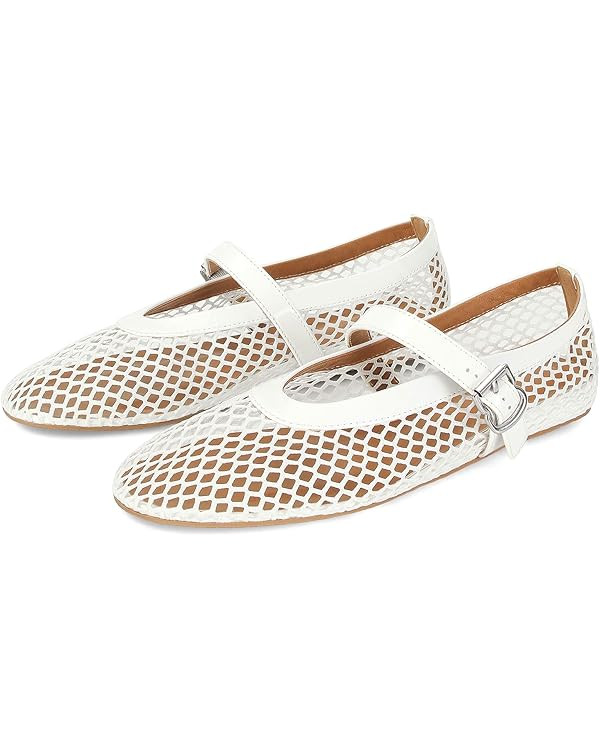 MICIFA Women's Mesh Ballet Flats Fishnet Ballerina Flats Buckle Strap Mary Jane Causal Daily Dres... | Amazon (US)
